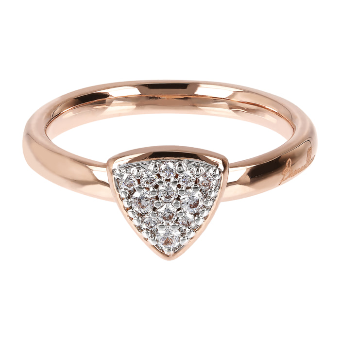 Anello Triangolo Pavé in Golden Rosé con Cubic Zirconia Placcato Oro Rosa 18k