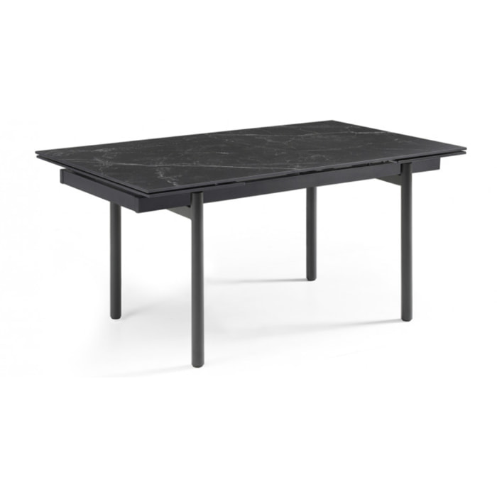 Table extensible en céramique marbré noir L160/240cm pieds métal - UNIK