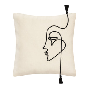 Housse de coussin visage en corde - Ivoire