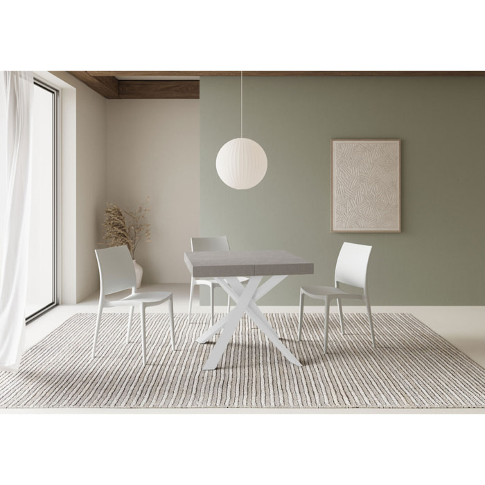 Tavolo allungabile 90x90/194 cm Clerk cashmere gambe bianche