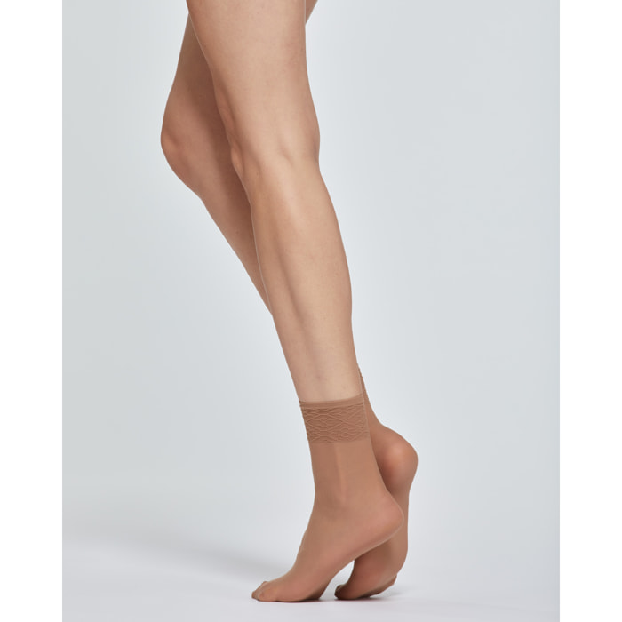CALZA CORTA LADY VELATA CON BORDO IN PIZZO x2