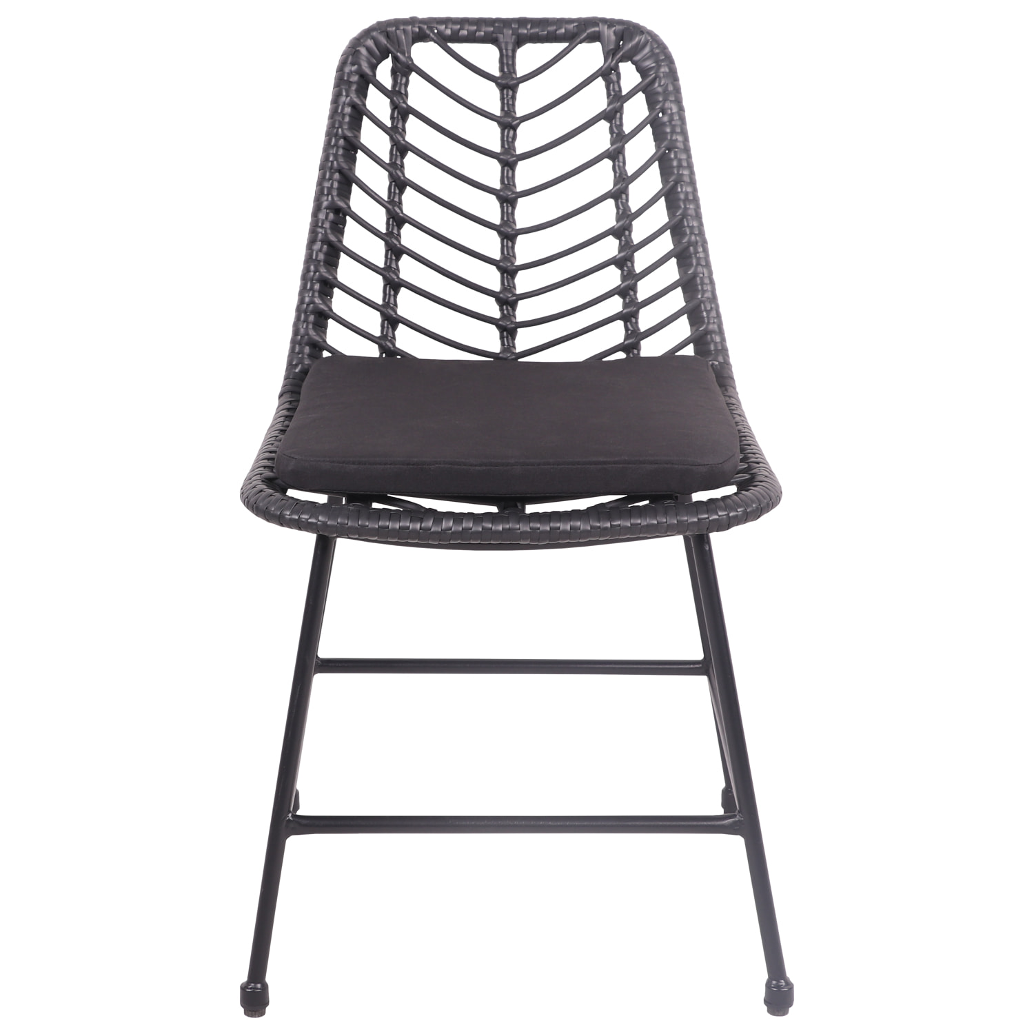 Lot de 2 chaises en rotin synthétique noires avec coussins OKA