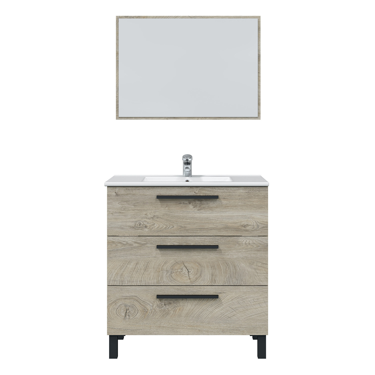 Mueble baño alise 3c 80cm color alaska con espejo, sin lavabo