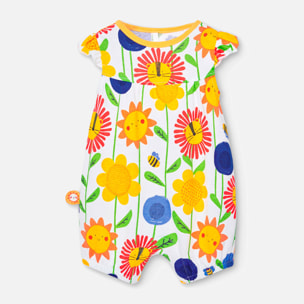 Pelele niÃ±a reciÃ©n nacida estampada, flores, amarillo