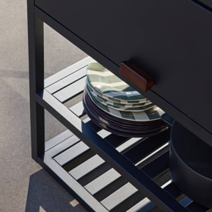 Module de cuisine extérieure acier 1 armoire 2 étagères L80cm THIRA