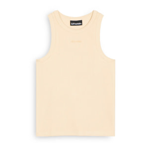 Camiseta Mujer sin Mangas Rib Tank Top Beige