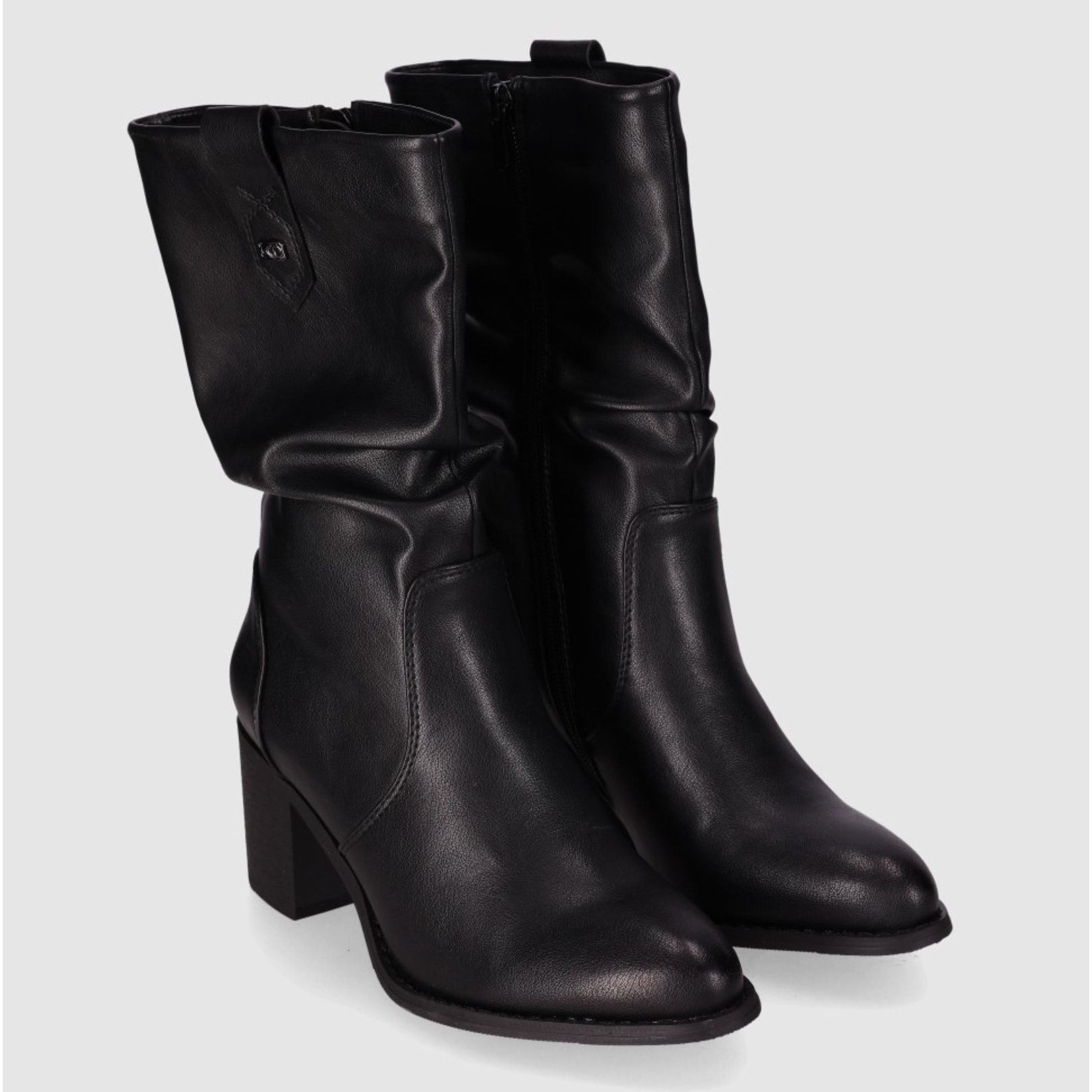 Botines de Piel Sintética - Negro - Tacón: 5 cm