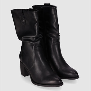 Botines de Piel Sintética - Negro - Tacón: 5 cm