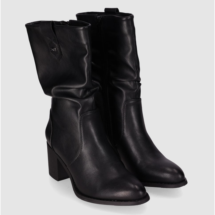 Botines de Piel Sintética - Negro - Tacón: 5 cm