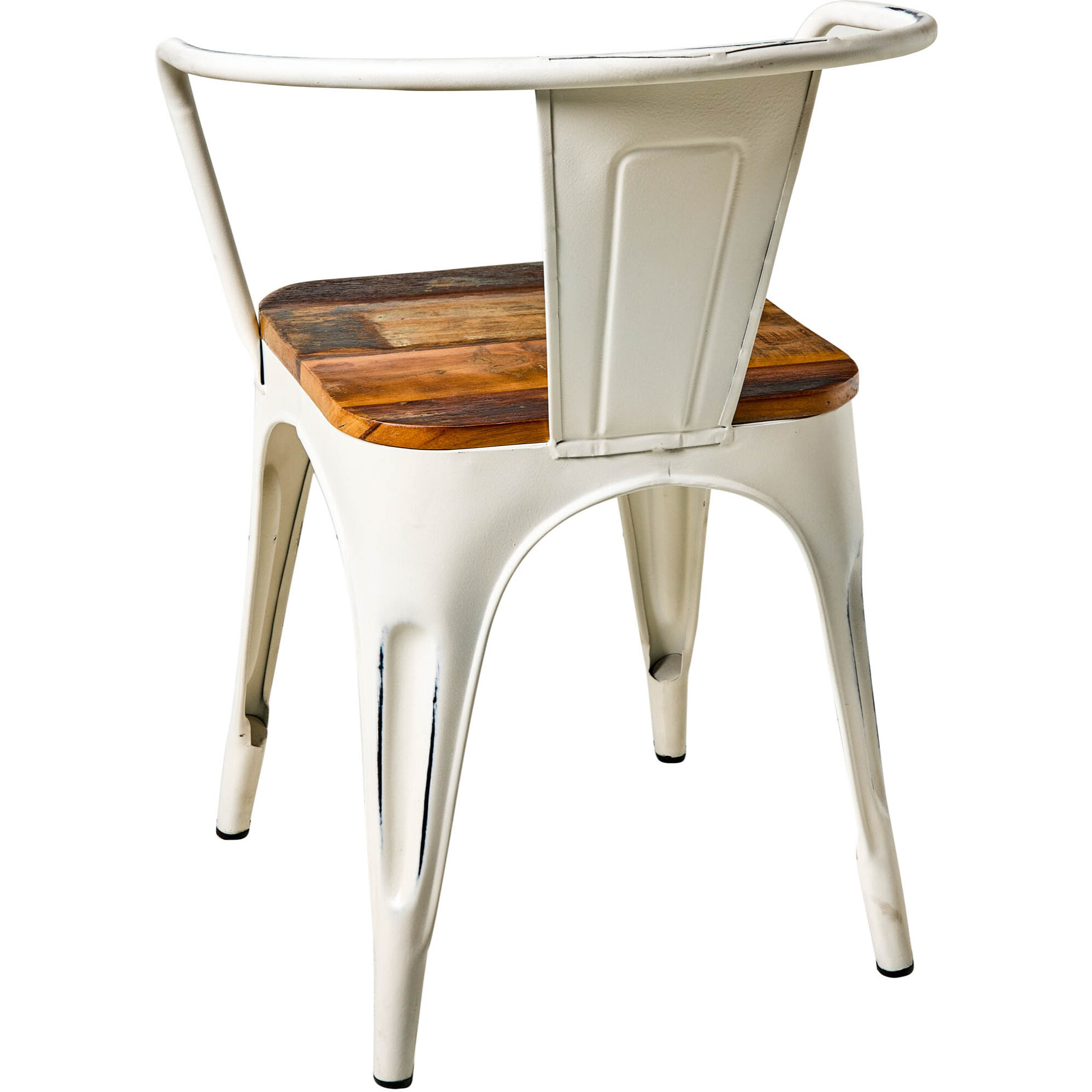 XILOT - SEDIA CON BRACCIOLI IN METALLO CHIARO E SEDUTA IN LEGNO - misura 38x38x70 - SET 2 pezzi