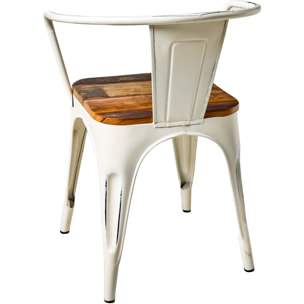 XILOT - SEDIA CON BRACCIOLI IN METALLO CHIARO E SEDUTA IN LEGNO - misura 38x38x70 - SET 2 pezzi