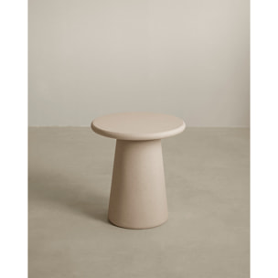 Mesa auxiliar redonda de microcemento en tono beige 45x50cm Alto: 50 Largo: 45 Ancho: 45