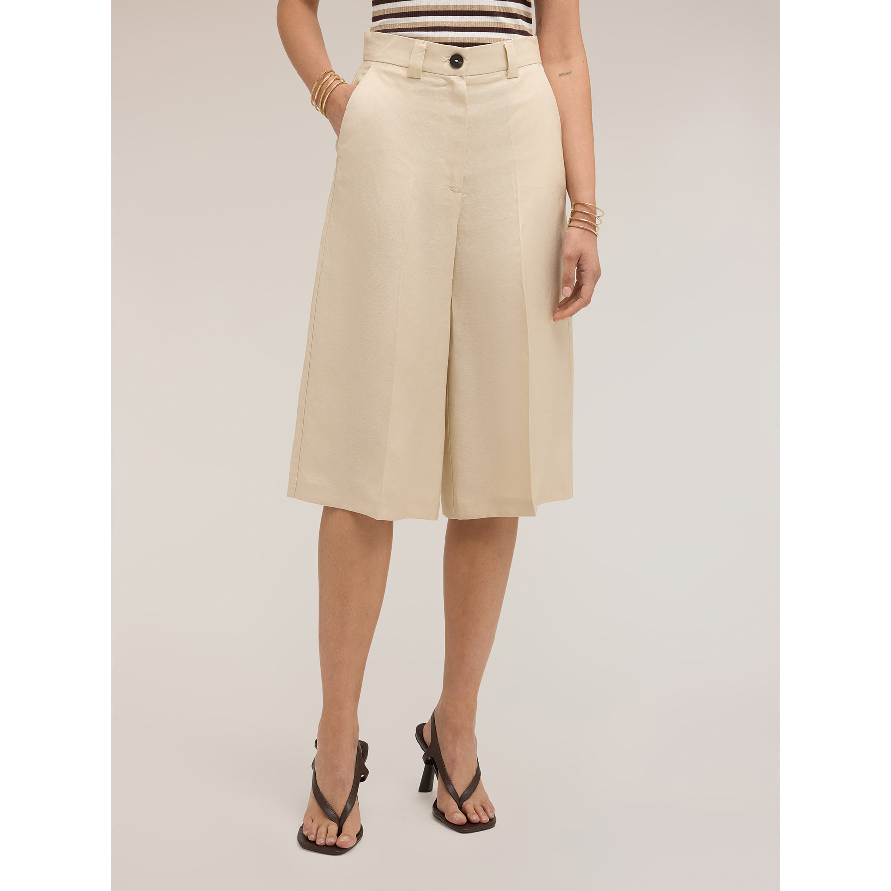 Motivi - Bermudas mezcla lino lyocell - Beige