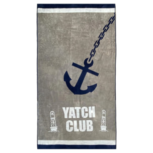 Serviette de plage éponge velours Jacquard Yacht Club 95x175 440 g/m²