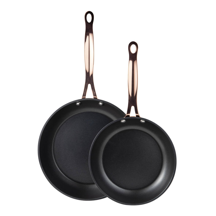 Juego de 2 sartenes ø20ø24cm aluminio forjado negro mate