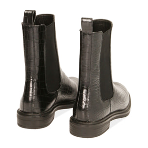 Botas Chelsea negras con estampado de cocodrilo