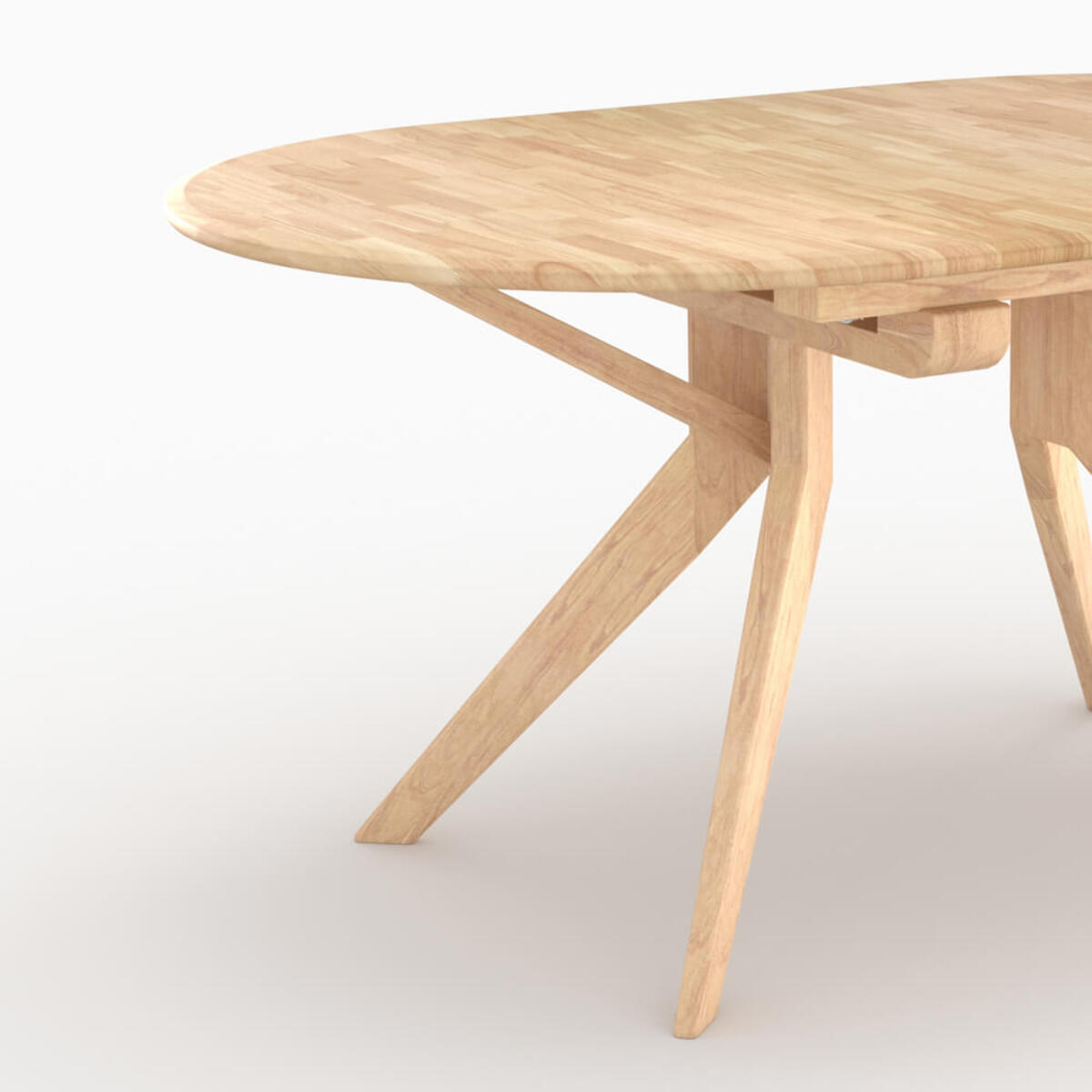Table extensible en bois d'hévéa massif clair 6 à 10 personnes - Merlin
