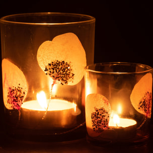 J-Line photophore Feuille Sechée Ocre + Paillettes - verre - ocre - medium