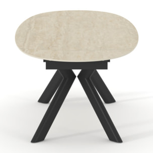 Table extensible 180 à 260 cm ovale en céramique effet travertin - SYDNEY