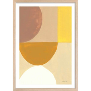 Affiche Soleil retro 50's Affiche + cadre en bois - Chêne