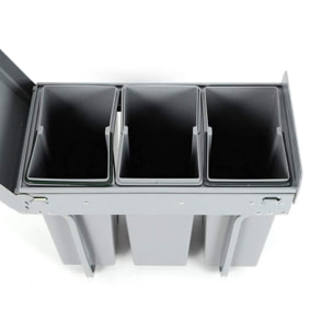 Contenedor de reciclaje para mueble de cocina, cubos de basura bajo fregadero, fijación inferior y extracción manual, cubos extraíbles, con tapa