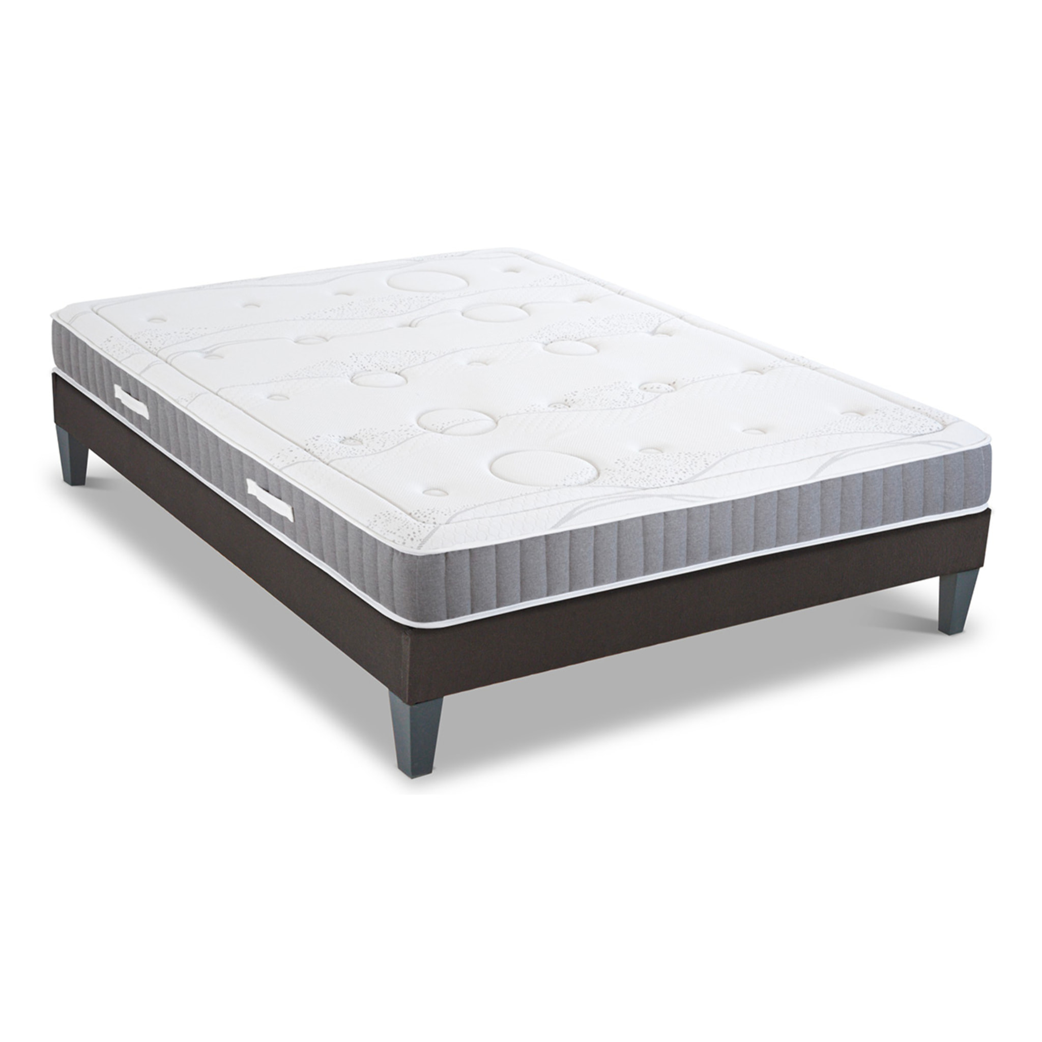 Ensemble Matelas Intuition & Sommier KIT15, Mémoire de Forme, technologie Tri-Lattes, Soutien Ferme, Mousse Haute Densité Recyclée