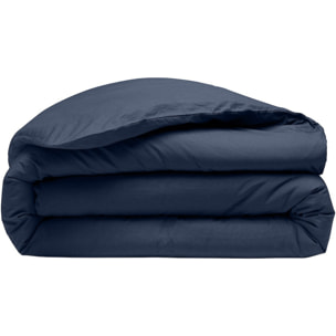 Housse De Couette 100% percale Coton lavé 80fils Bleu Marine