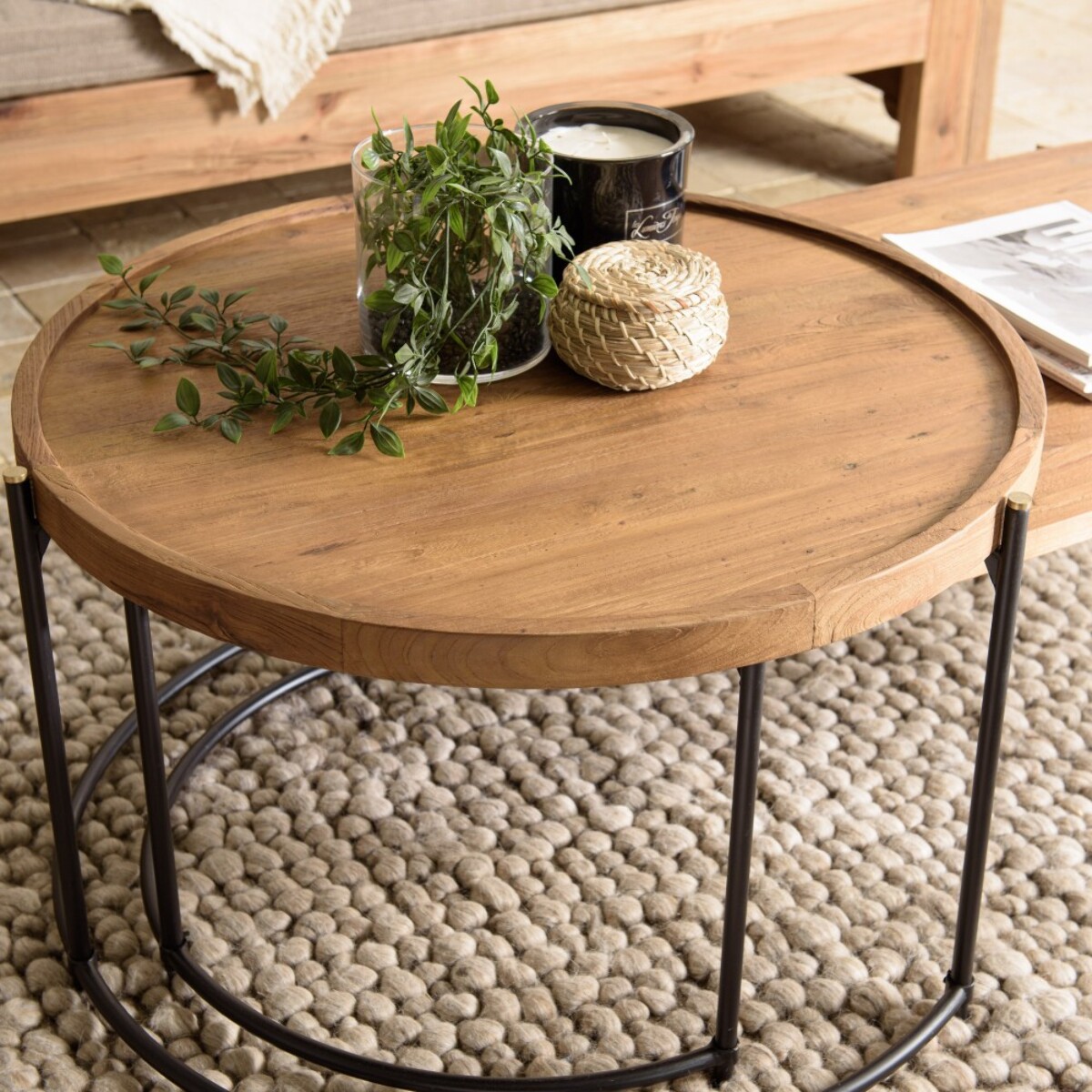 SIXTINE - Set de 2 tables basses ovale et ronde