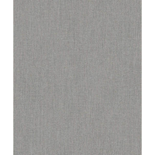 Papier peint uni effet toile jute gris anthracite