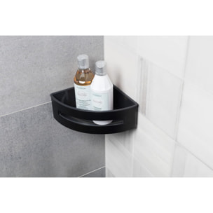 Panier d'angle pour la douche en acier inoxydable 16,5cm, Noir (SATDPOLROHMC)