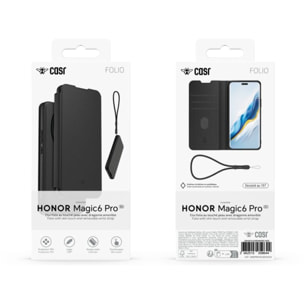 Etui CASR Honor magic6 Pro premium noir + dragonne