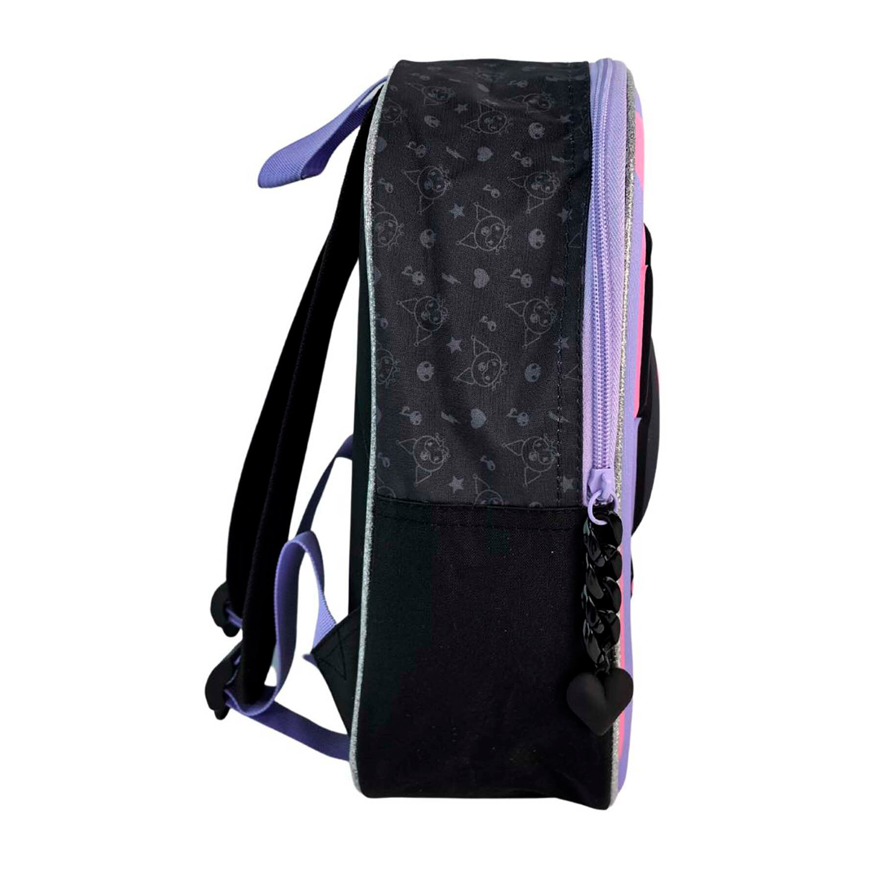 Kuromi Zaino per Prescolare 3D. Tasche laterale. Schienale imbottito.