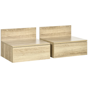 2 Mesitas de Noche Flotantes Juego de 2 Mesillas de Noche de Pared con Cajón de Almacenamiento para Dormitorio Habitación Hogar 43x36,5x30,5 cm Natural