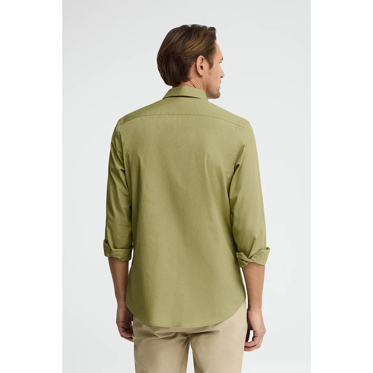 Camisa verde hoja de corte slim con logo Rigby Go