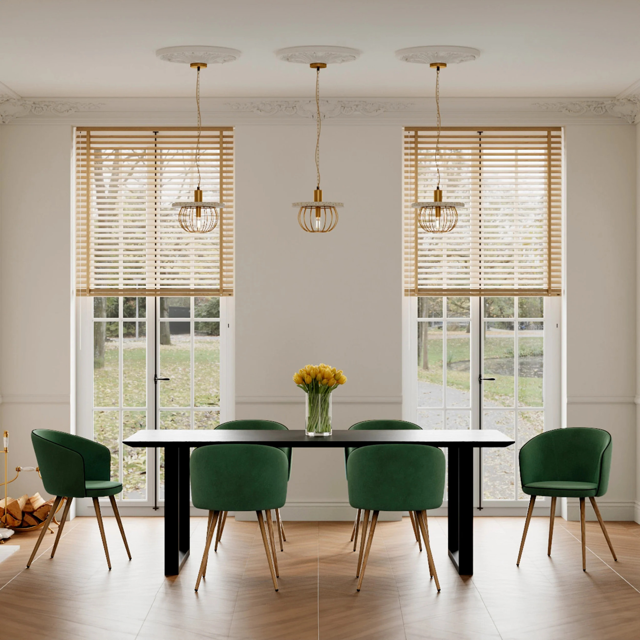 Lot de 2 chaises en velours vert - Chiara