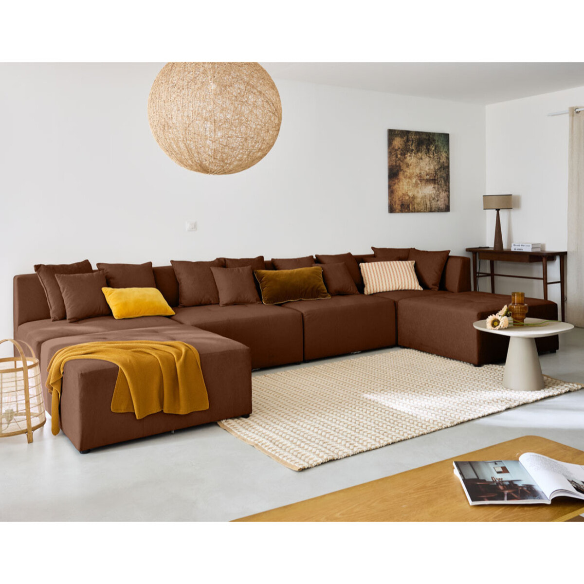 Amalfi - pouf modulable - en tissu - Terracotta
