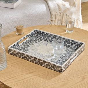 Plateau rectangulaire Sheila 36,50x28,50x3,80 cm nacré gris
