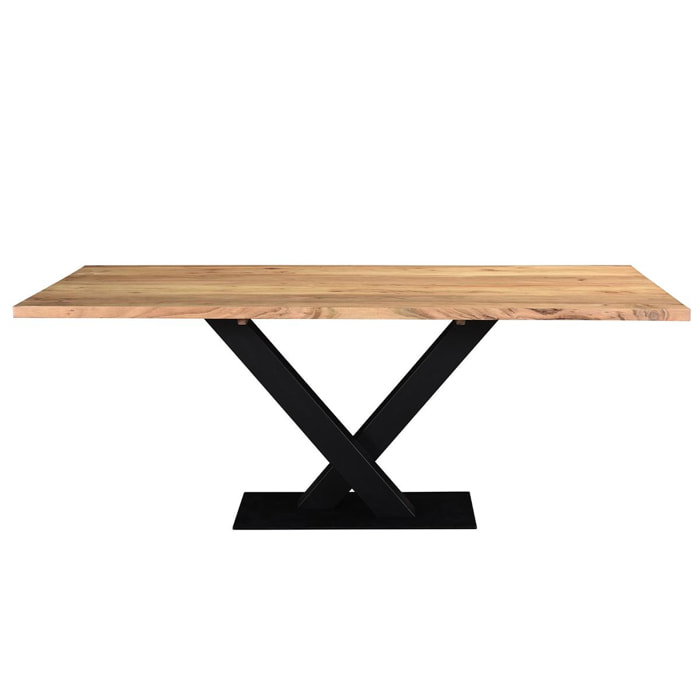 Table à manger rectangulaire industrielle en bois massif et métal noir L200 cm VALLEY