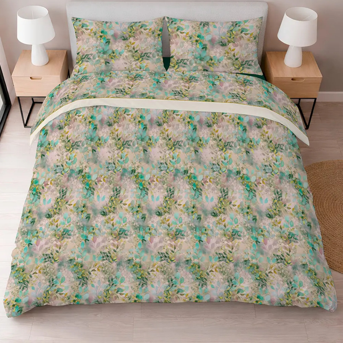 Completo Lenzuola LEAVES 100% Cotone e Made in Italy con stampa digitale HD