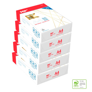 Pack de 5 paquetes de 500 Hojas A4 80grs de papel natural.