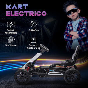 Go Kart Coche Eléctrico para Niños de 3 a 8 Años Kart con Batería 12V Velocidad Ajustable 3-5km/h y Cinturón de Seguridad Carga 30 kg para Exterior 100x58x58,5 cm Blanco