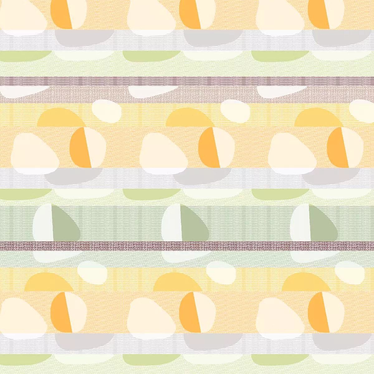 Nappe pur coton enduit 205 g/m² motif jacquard vert orange Mille galets terre cuite