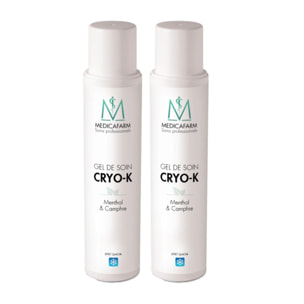 MEDICAFARM - Gel de soin CRYO-K- Gel effet "glacial" au Menthol & Camphre - Aide à soulager les douleurs musculaires et articulaires - Confort circulatoire - Lot de 2 flacons de 250ml