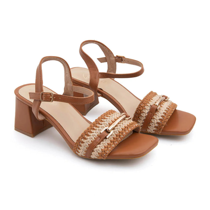 Sandalo crochet multicolore - MARRONE