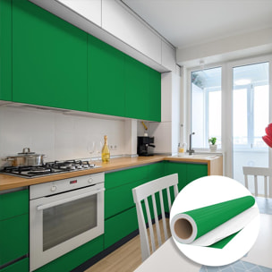 Rouleau adhésif décoratif Vinyle au Mètre - Vert cactus - Sticker Lavable Imperméable Mur Cuisine Meubles