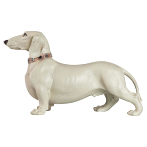 Figura Perro Teckel Resina Biege 42x15x25 Cm