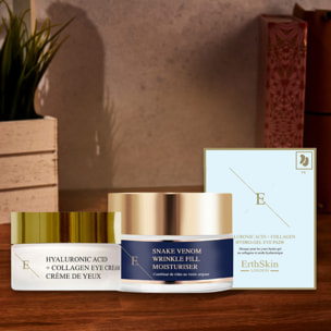 Crema para ojos con ácido hialurónico + humectante para rellenar arrugas 
 + Almohadillas para los ojos