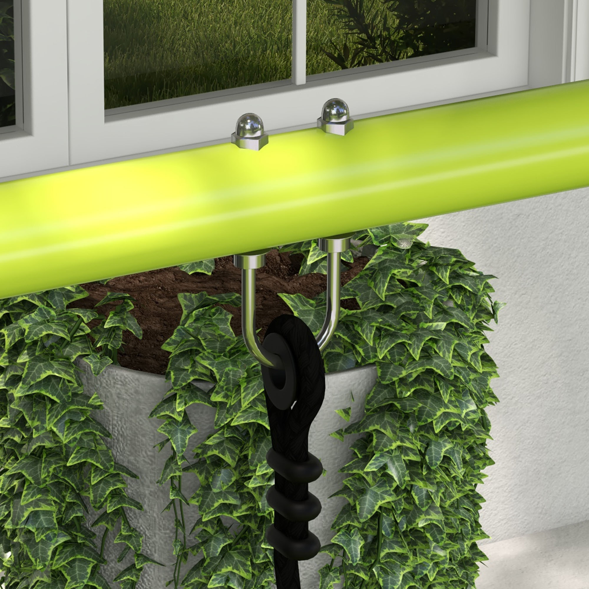 Balançoire 2 agrès portique avec balançoire et face à face dim. 2,55L x 1,6l x 1,8H m métal époxy PE gris vert