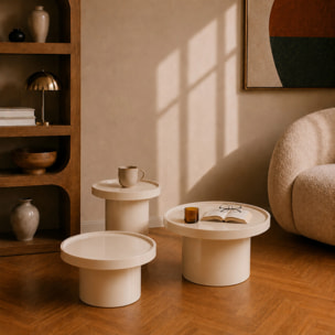 Table basse laquée blanche en MDF, D70 cm - Nora