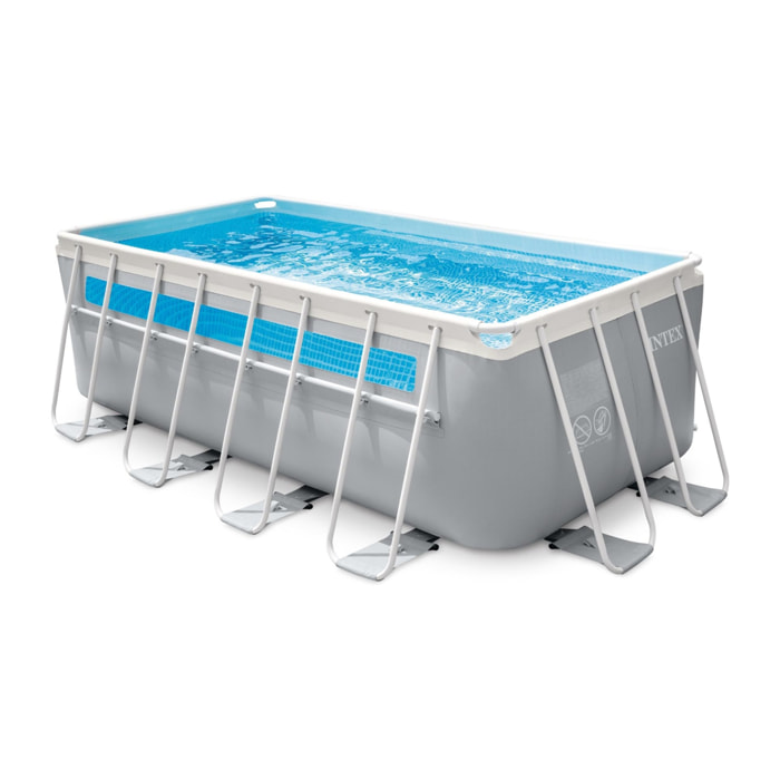 Intex Piscina Fuori Terra Prisma Frame Clearview Rettangolare, con Pompa Filtro 2006 L/h, Scaletta e Teli, P